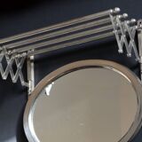 Antique Metal Train Coat Rack with Mirror French Luggage Rack