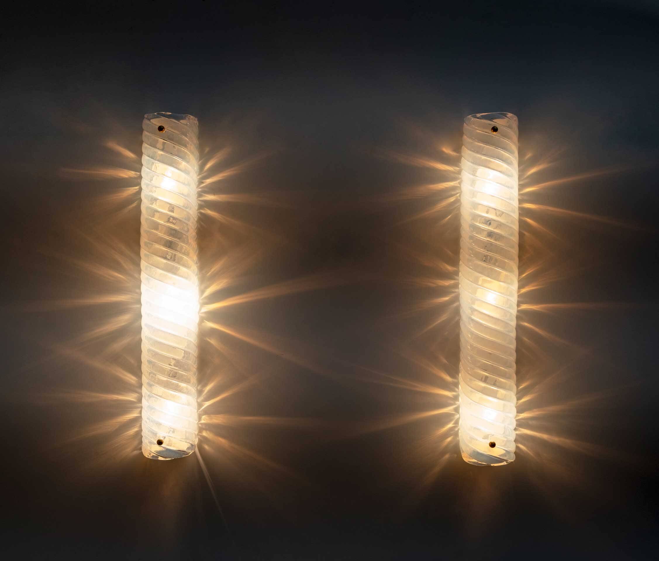 Modern Italian Murano Glass Iridescent Milk Wall Sconces, 80s