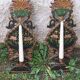 Pair of mountain appliques Savoy vintage painted wood