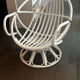 Vintage armchair in white lacquered rattan