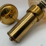 Set of 3 globe wall lights in glass and gold metal