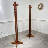 Pair of 1970s coat racks in solid elm