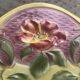 Yellow glazed ceramic slip planter, hawthorn pink flower pattern, art deco