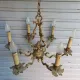 Antique cage chandelier in bronze, 6 lights, Louis XV style, in working condition, 4.8 kg.