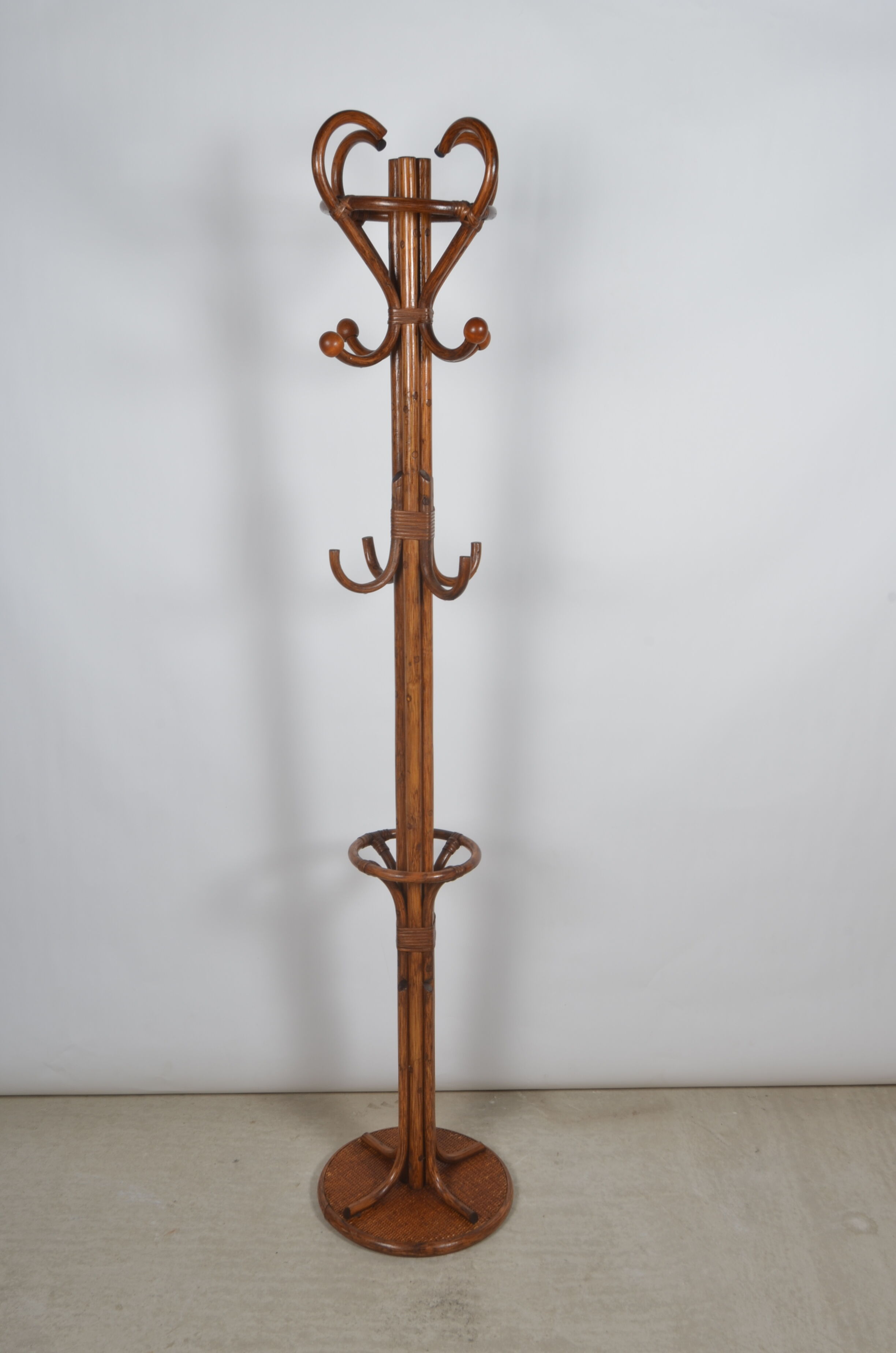 Rattan coat rack