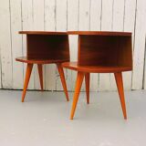 Pair of bedside tables in varnished wood 60