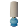 Lamp with blue opaline feet and textured conical lampshade 60s-70s