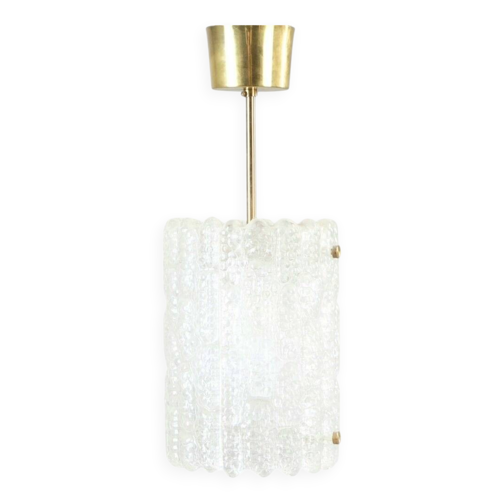 Mid-Century Crystal Glass & Brass Ceiling Light by Carl Fagerlund, 1960s