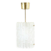 Lustre en verre cristal et laiton du milieu du siècle par Carl Fagerlund, années 1960.