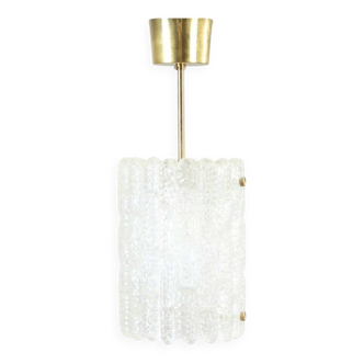 Mid-Century Crystal Glass & Brass Ceiling Light by Carl Fagerlund, 1960s
