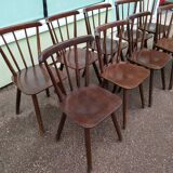 Set of 10 wooden bistro chairs - vintage