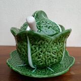 Soup tureen and cabbage slipware dish