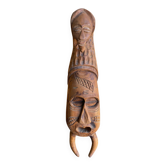 Sculpture African Mask Handcrafted Carved Wood Vintage #D882