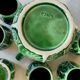 Service Vintage Années 70 – Carafe Majolica Verte + 6 Mugs Feuillage