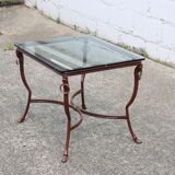 Table basse en fer et verre français - Table de cocktail - Table de salon - Années 80