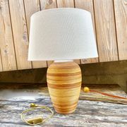 Rattan and ceramic lamp foot from the 70s