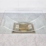 Lucite and brass arch coffee table, 1970s