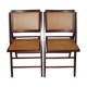 Pair of 1960/70 caning, wicker, rattan, wood folding chairs