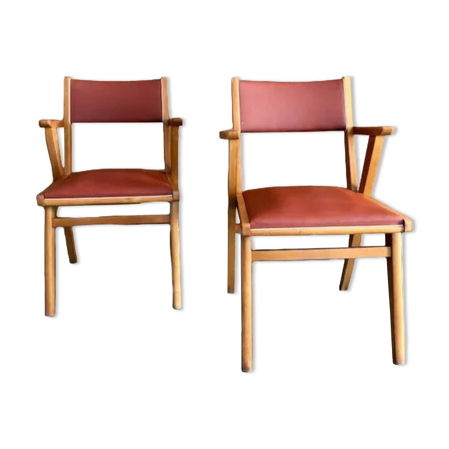 Chaises bridge skaï cognac