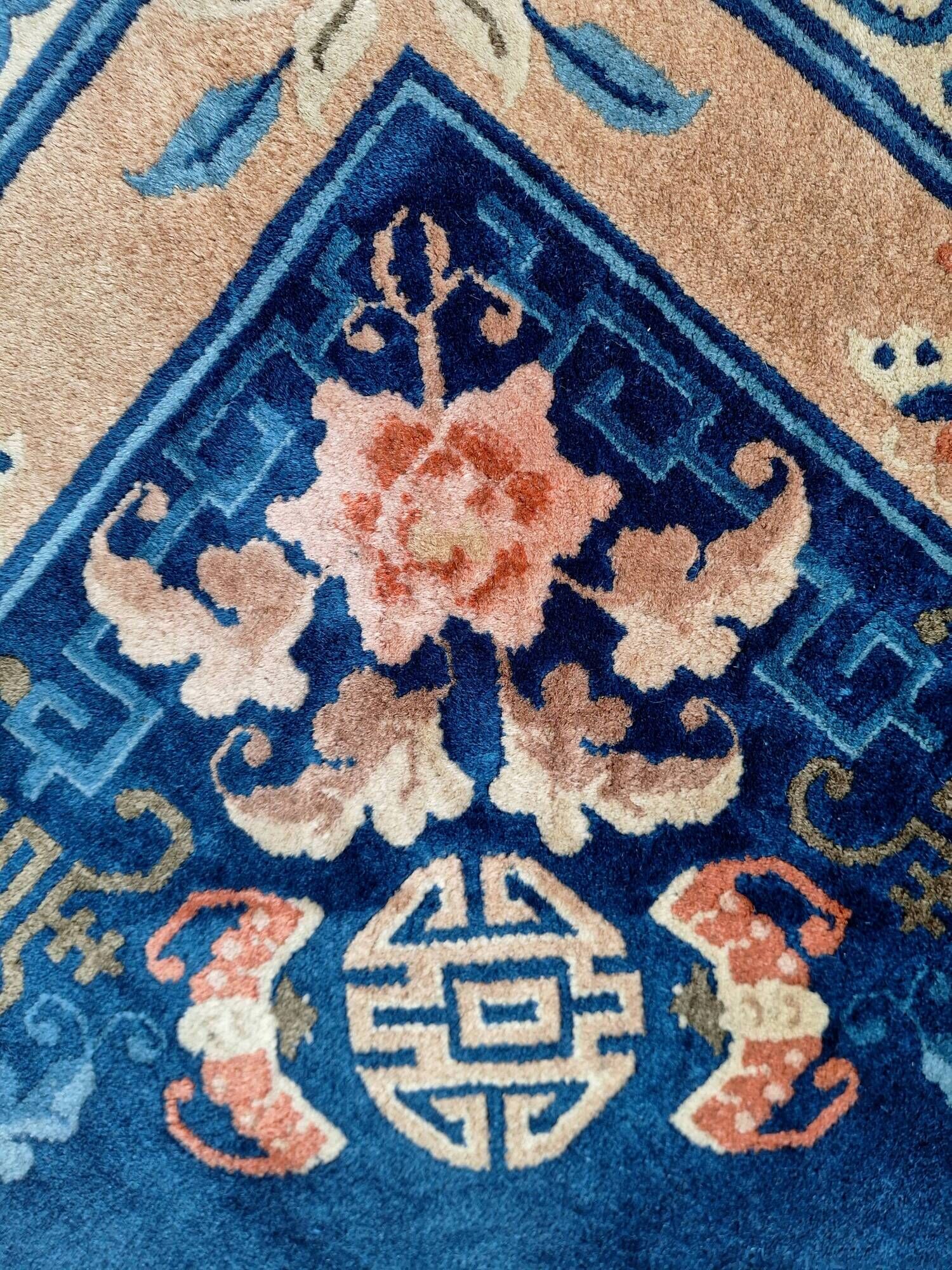 Art Deco Wool Handmade Rug Large 1920s with Bats