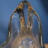 Large Twisted Crystal Vase with Three Points 20th Century Round Base Height 24cm