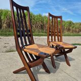 Set 4 vintage Triconfort France adjustible 1960s deckchair