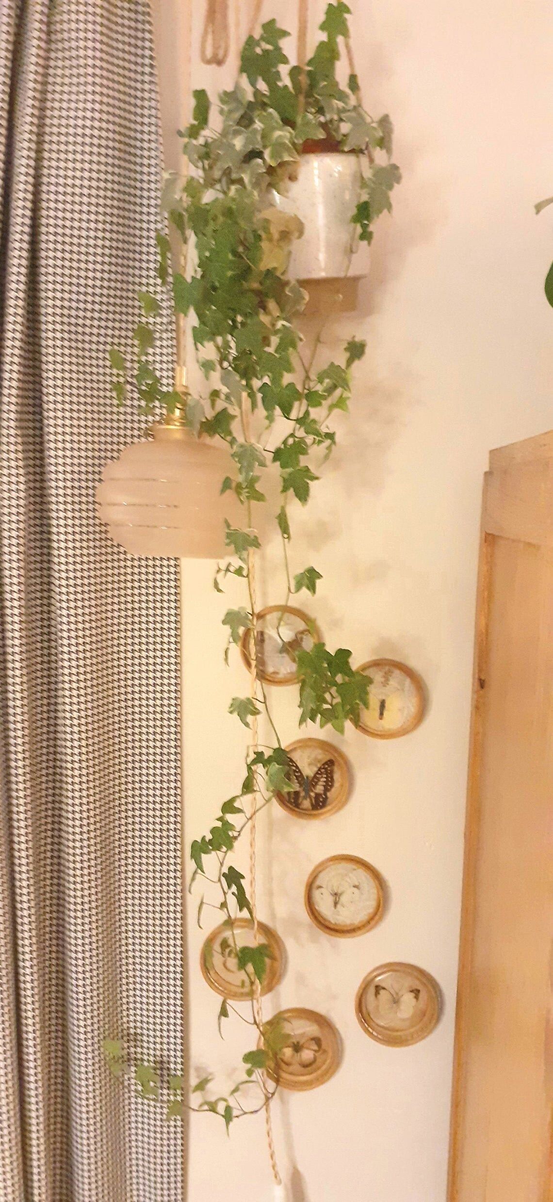 Vintage ceiling lamp or stroller with pink glass globe