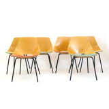Pierre Guariche set of 6 Tonneau chairs, Steiner, 1960.