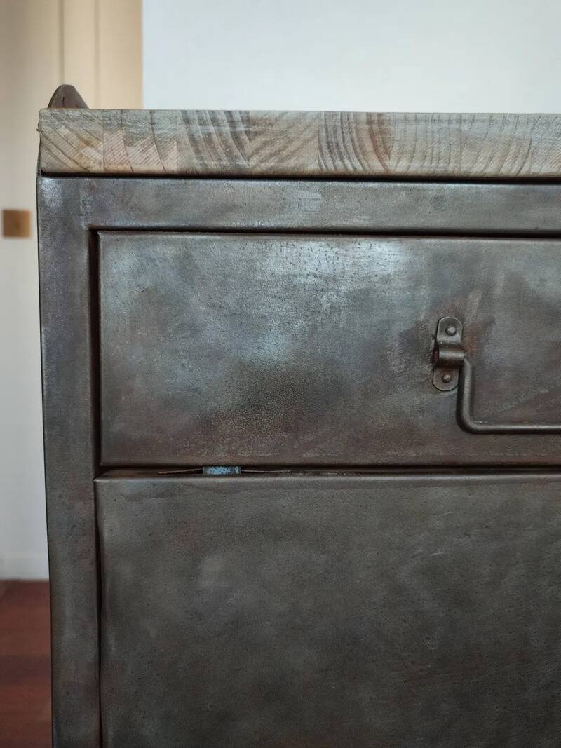 Vintage industrial furniture, metal and wood