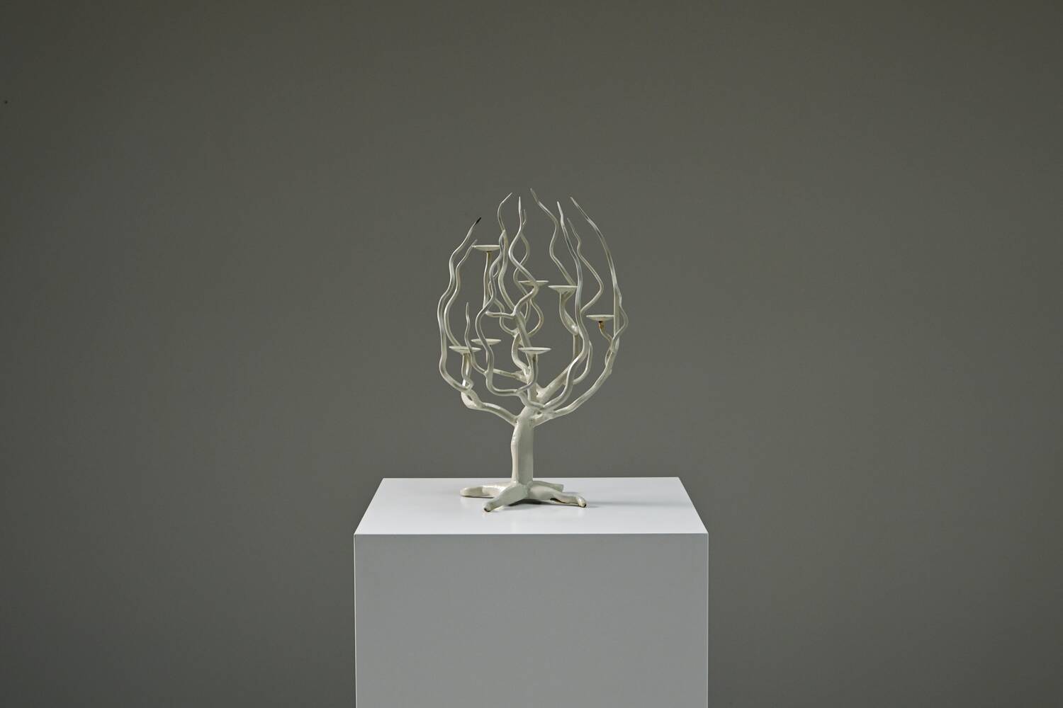 White brutalist tree candle holder “tree of life” 1970s.