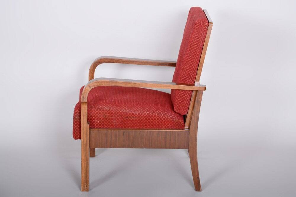 Set of Art Deco Walnut Armchairs, 1930s