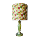 Vintage retro lamp with green marble base, floral shade.