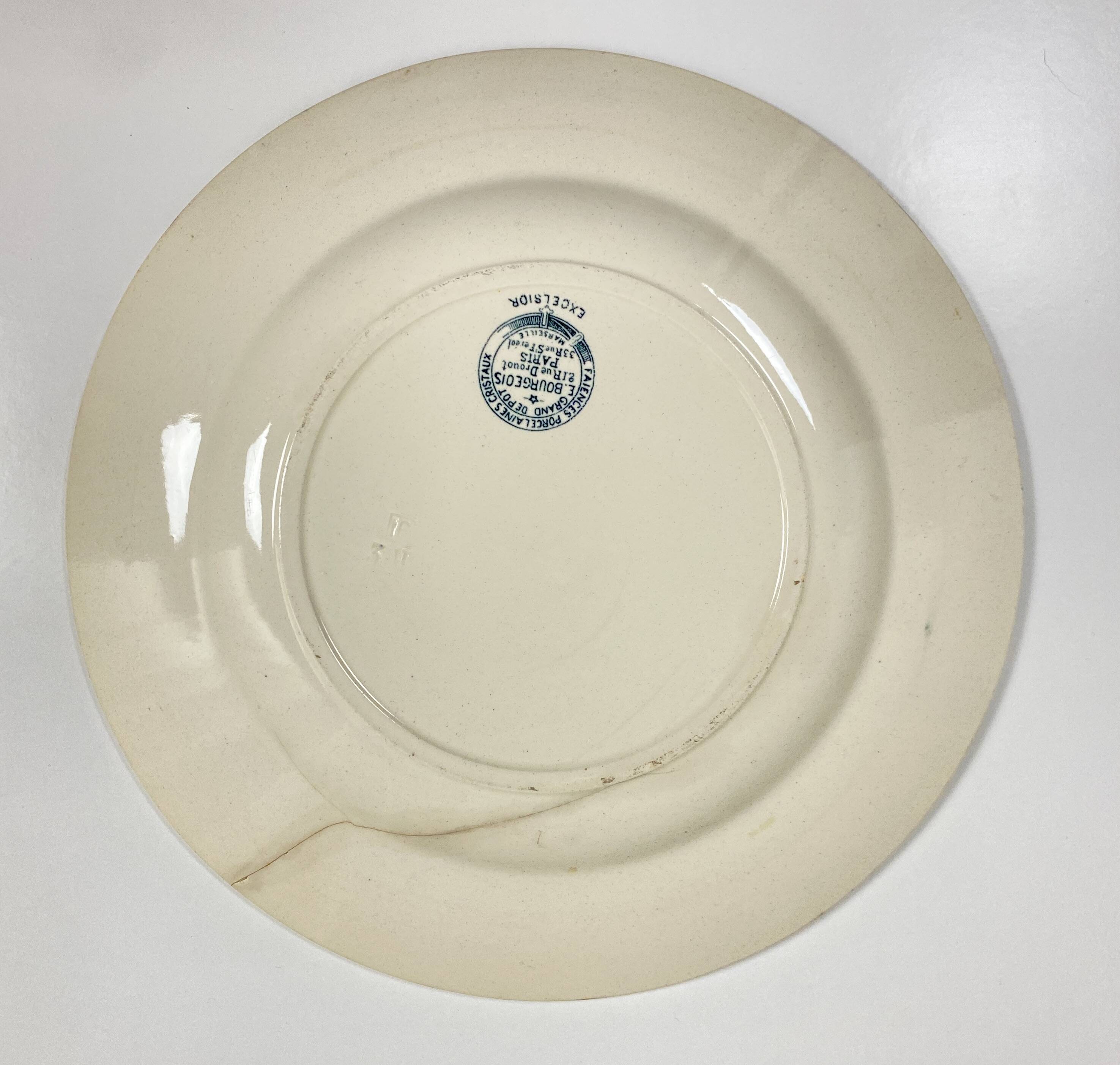 Lot of Plate, Platter, Ramier and Soup Tureen, Iron Earth, "Excelsior" service, E. Bourgeois, late 19th century