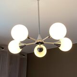 Sputnik chandelier with 5 globes. 1970. Space Age.