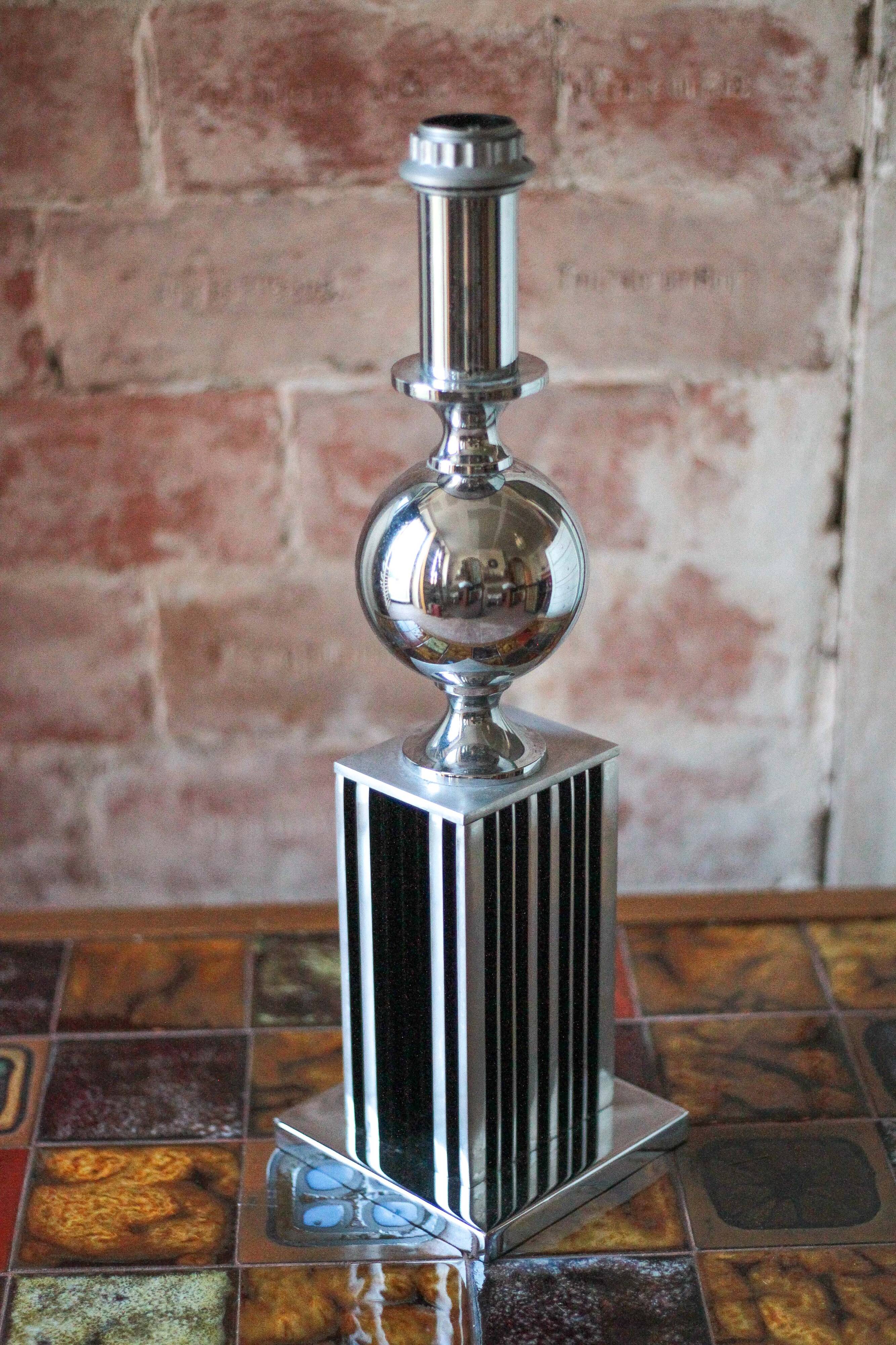Large floor lamp from Maison Barbier, chrome Bauhaus design lamp.