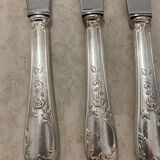 Set of 6 large vintage silver metal knives