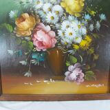 Oil painting still life vase bouquet of flowers signed