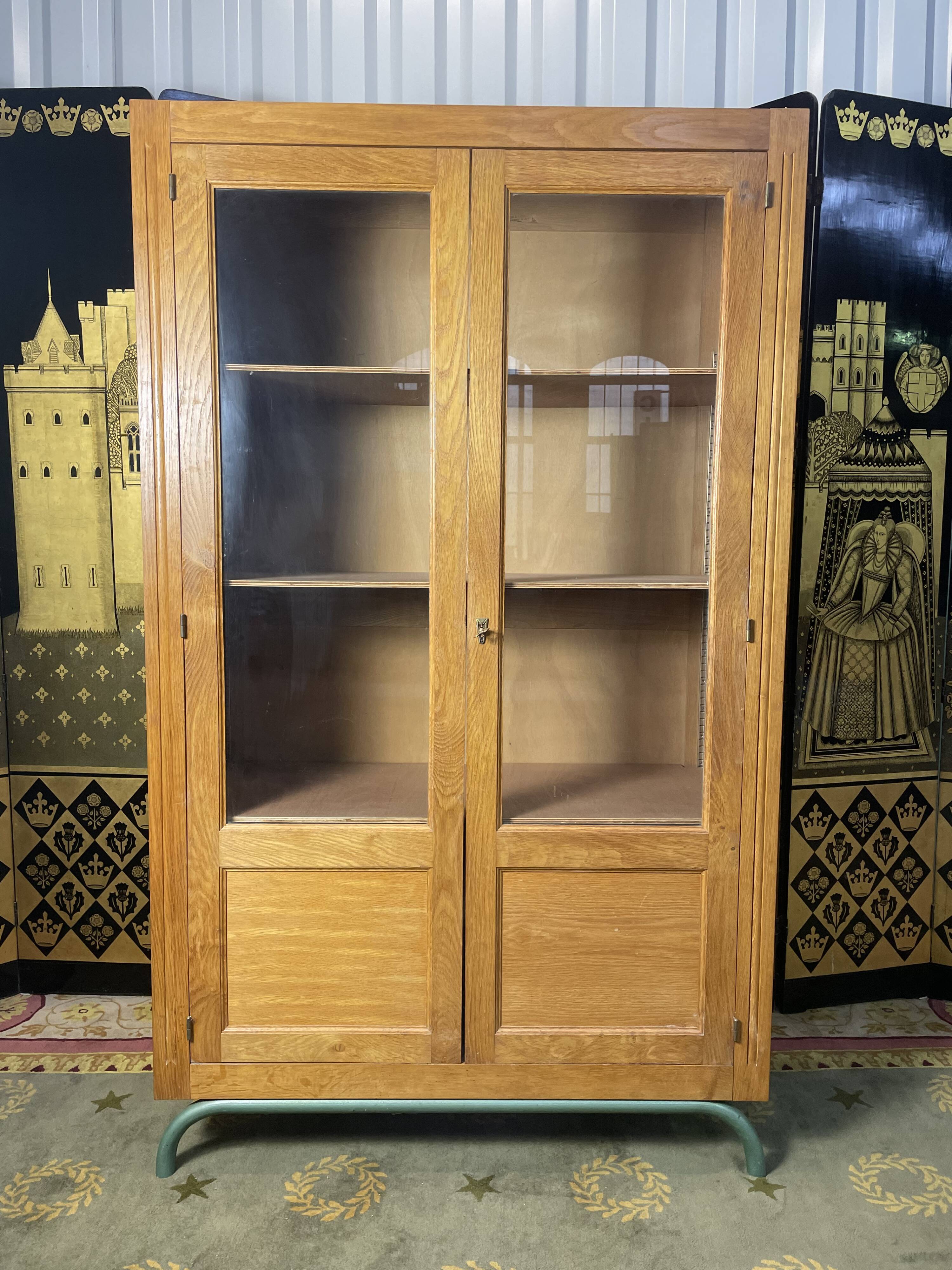 Solid oak school showcase 1960