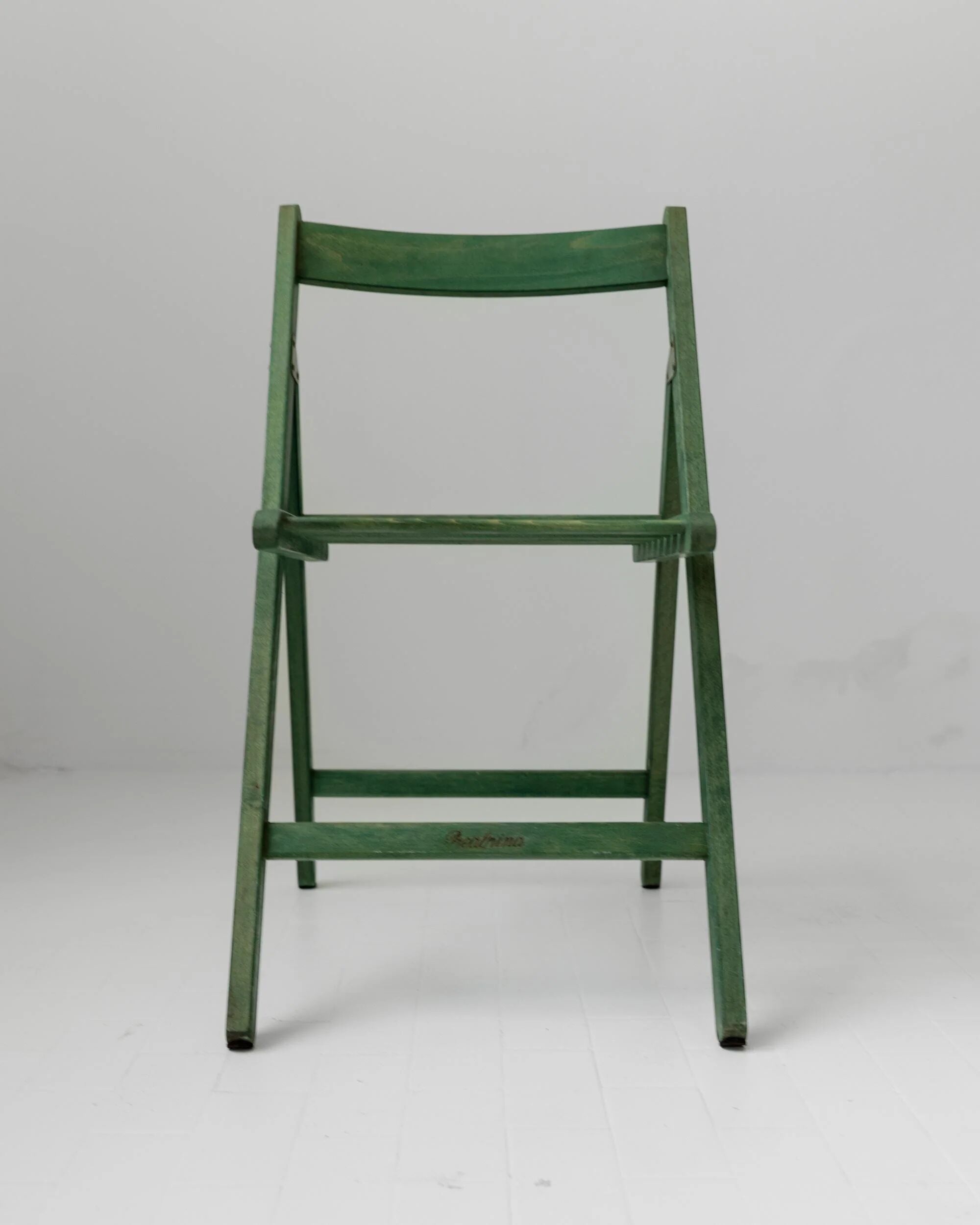 Chaise pliante vintage en bois des années 1970, par Realpina Italie, finition verte