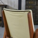 Modernist armchair in mahogany and skai 1940-1950