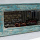 Mirror Wood Old Teak Patina Blue White 57x3x31cm 20
