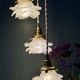 Vintage triple tulip pendant light in frosted glass in the shape of flowers
