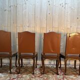 Set of 4 Louis XV style chairs in leather.