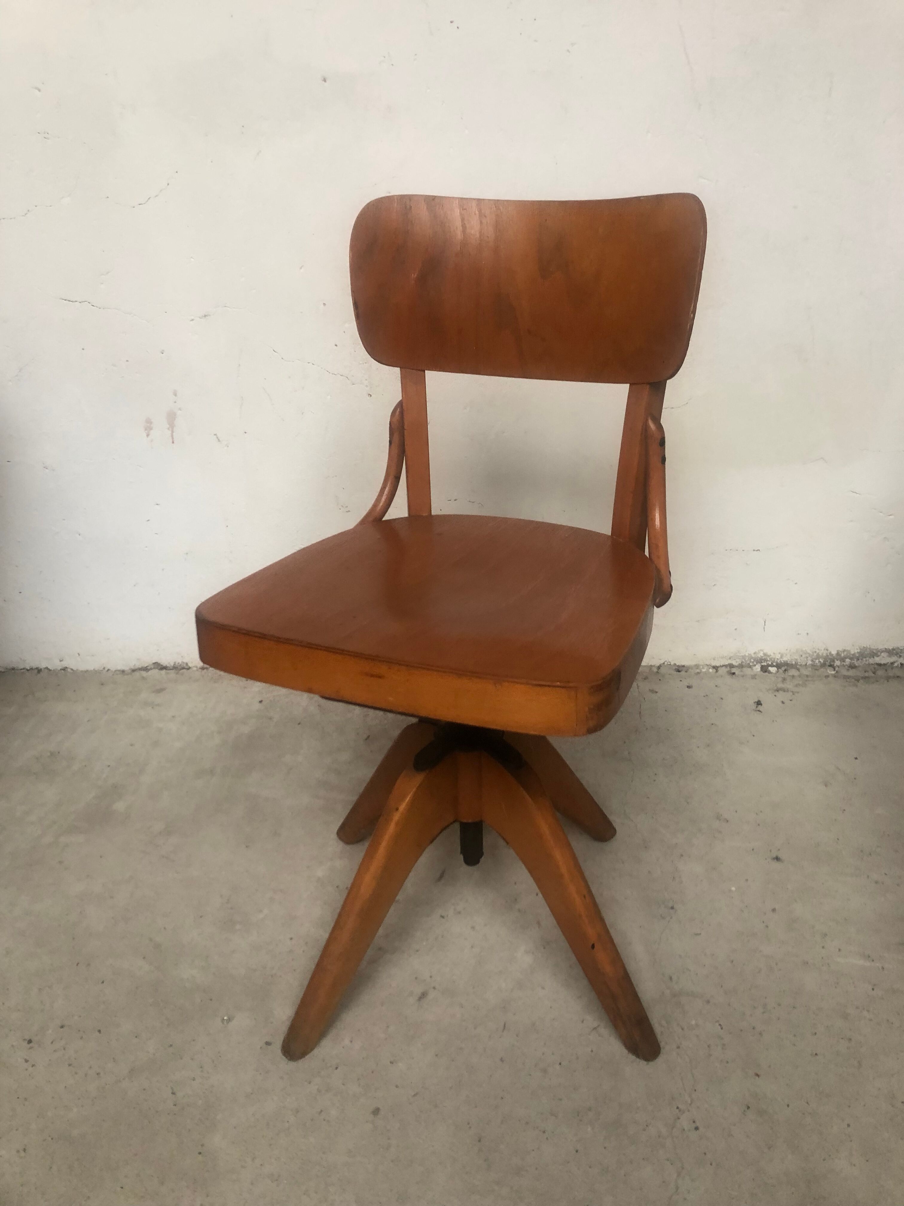 Office chair blond wood 50-60s vintage