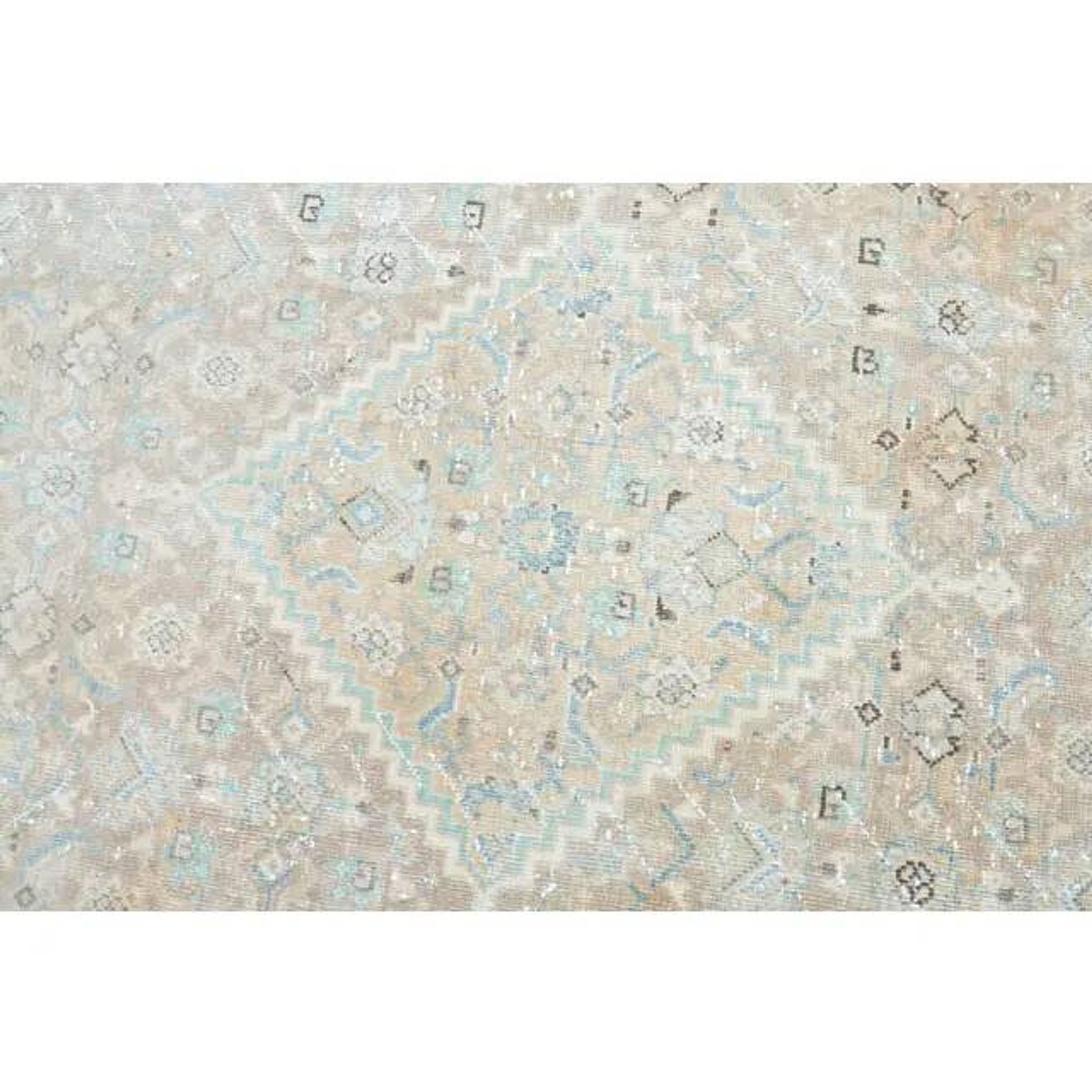 1970s Vintage Persian Handmade Wool Cotton Light Beige Area Rug 304x408