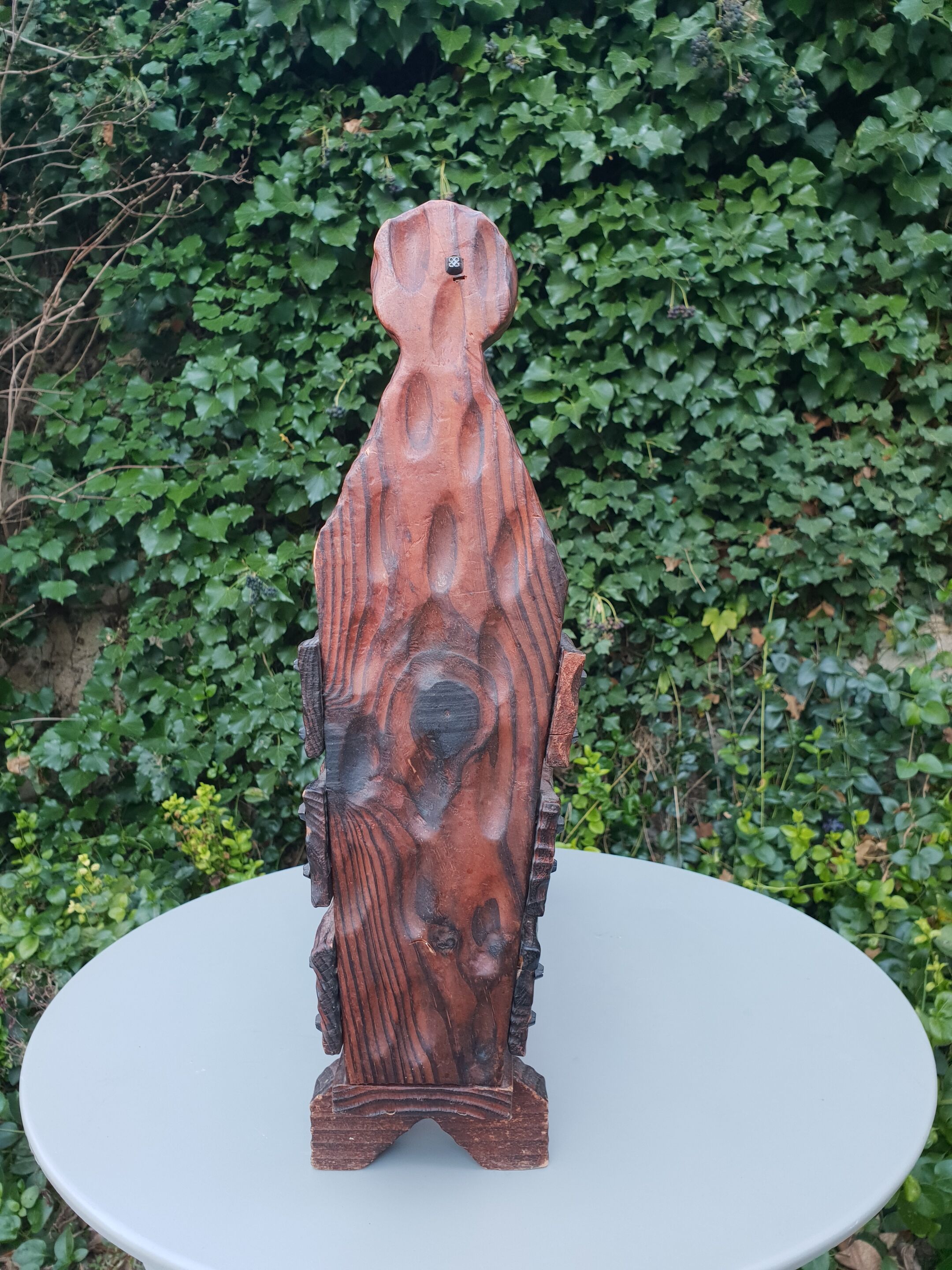 Brutalist pine magazine holder 1970