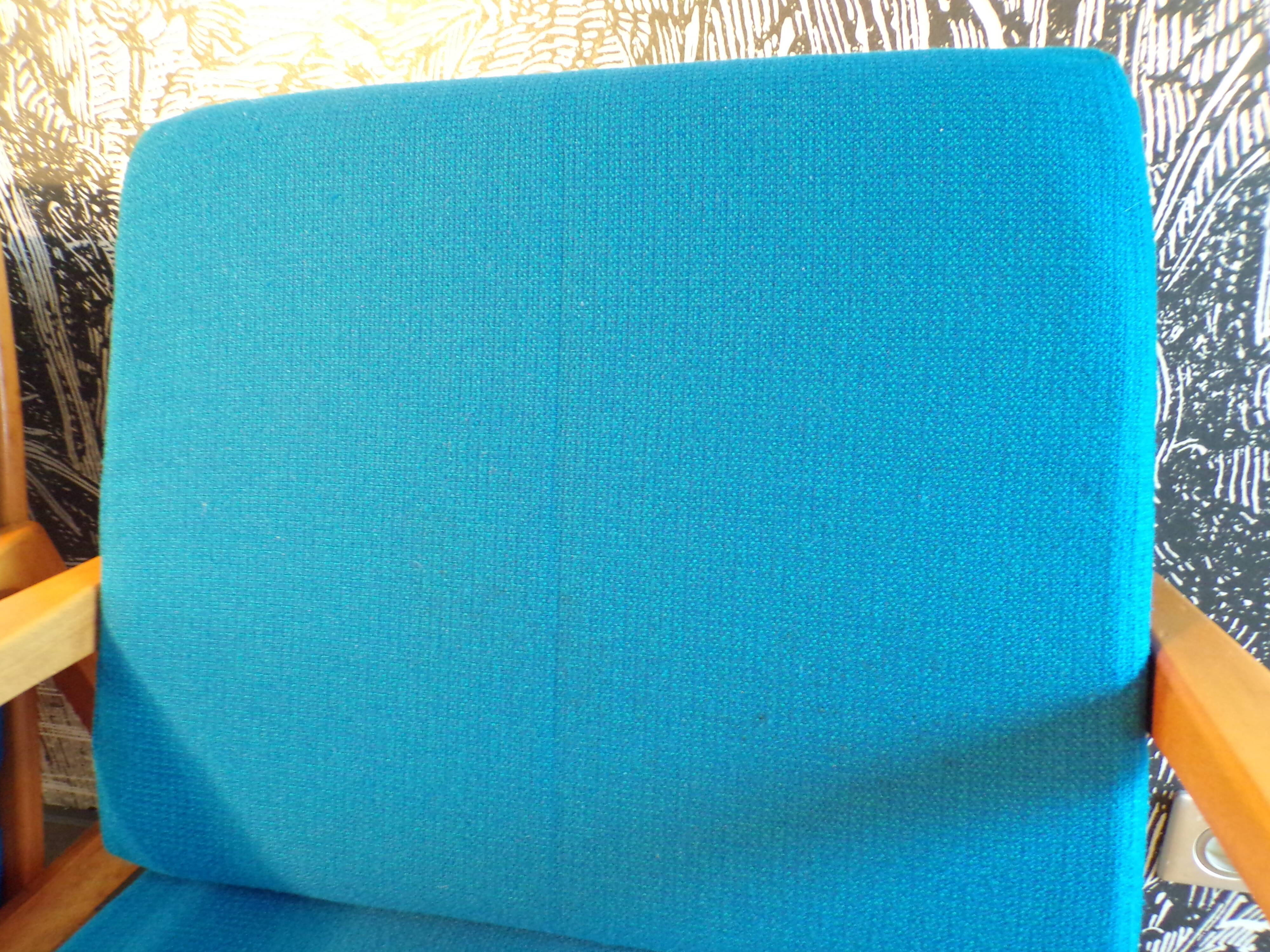 Pair of blue jersey Scandinavian armchairs