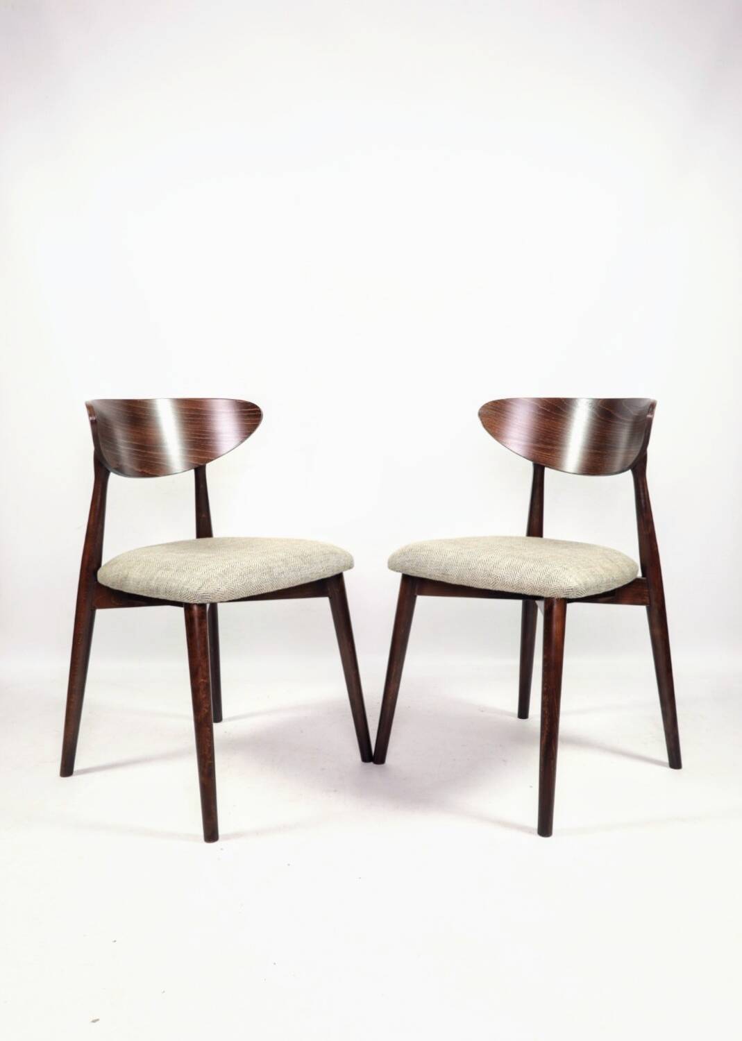 Set of 4 heritage herringbone natural linen dining chairs