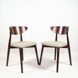 Set of 4 heritage herringbone natural linen dining chairs