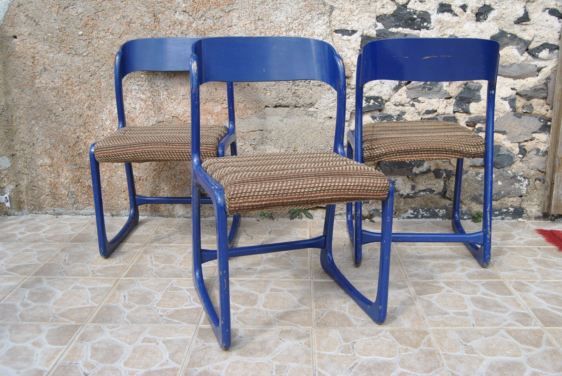 Set of 3 chairs Baumann Sleigh 60s/70s